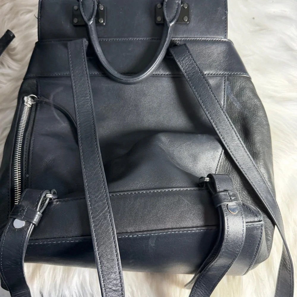 Rag & Bone Walker Black Leather Backpack Tote Bag RB02939-017